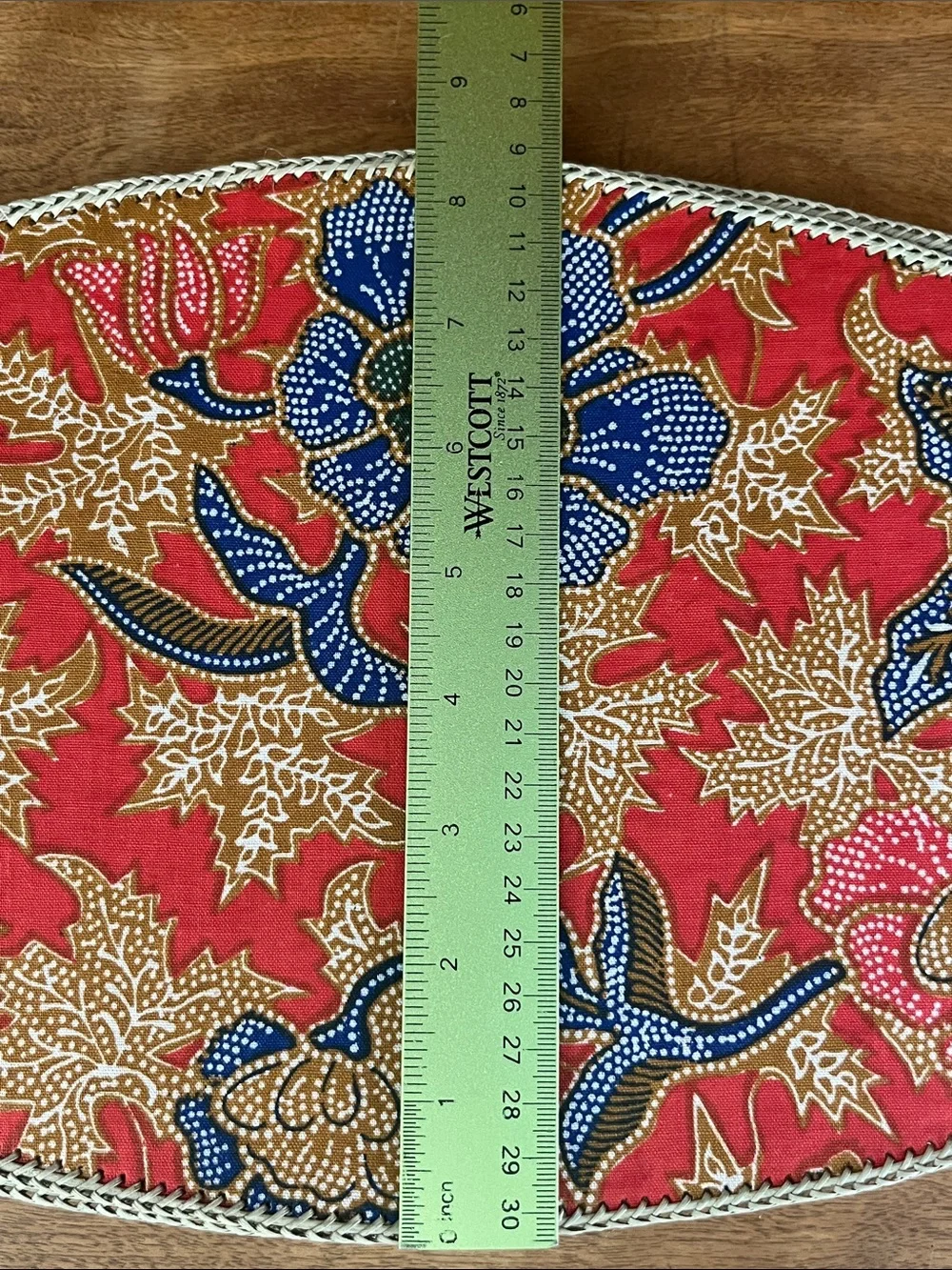 Vintage Indonesian Handwoven Pandan & Batik Placemats, Set of 6. NOS